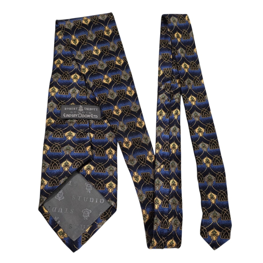 Robert Talbott Lindsay Odom Mens Necktie Blue Floral Silk Hand Sewn‎ USA Boho